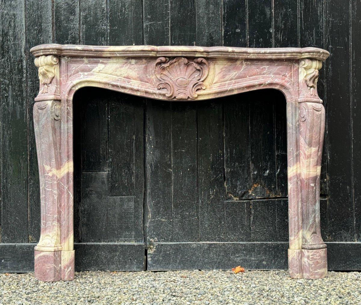 Louis XV Style Peach Blossom Marble Mantel, circa 1880 For Sale 6