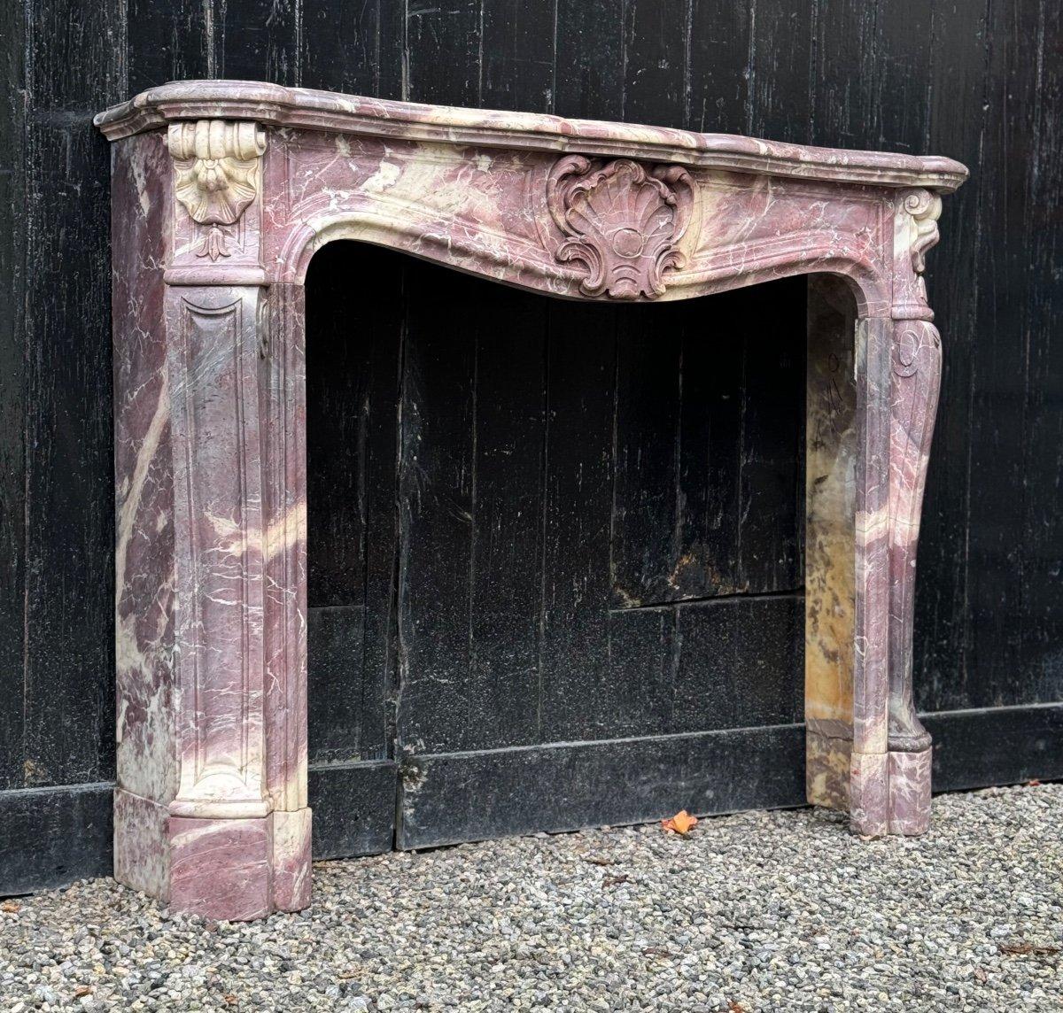Louis XV Style Peach Blossom Marble Mantel, circa 1880 For Sale 7