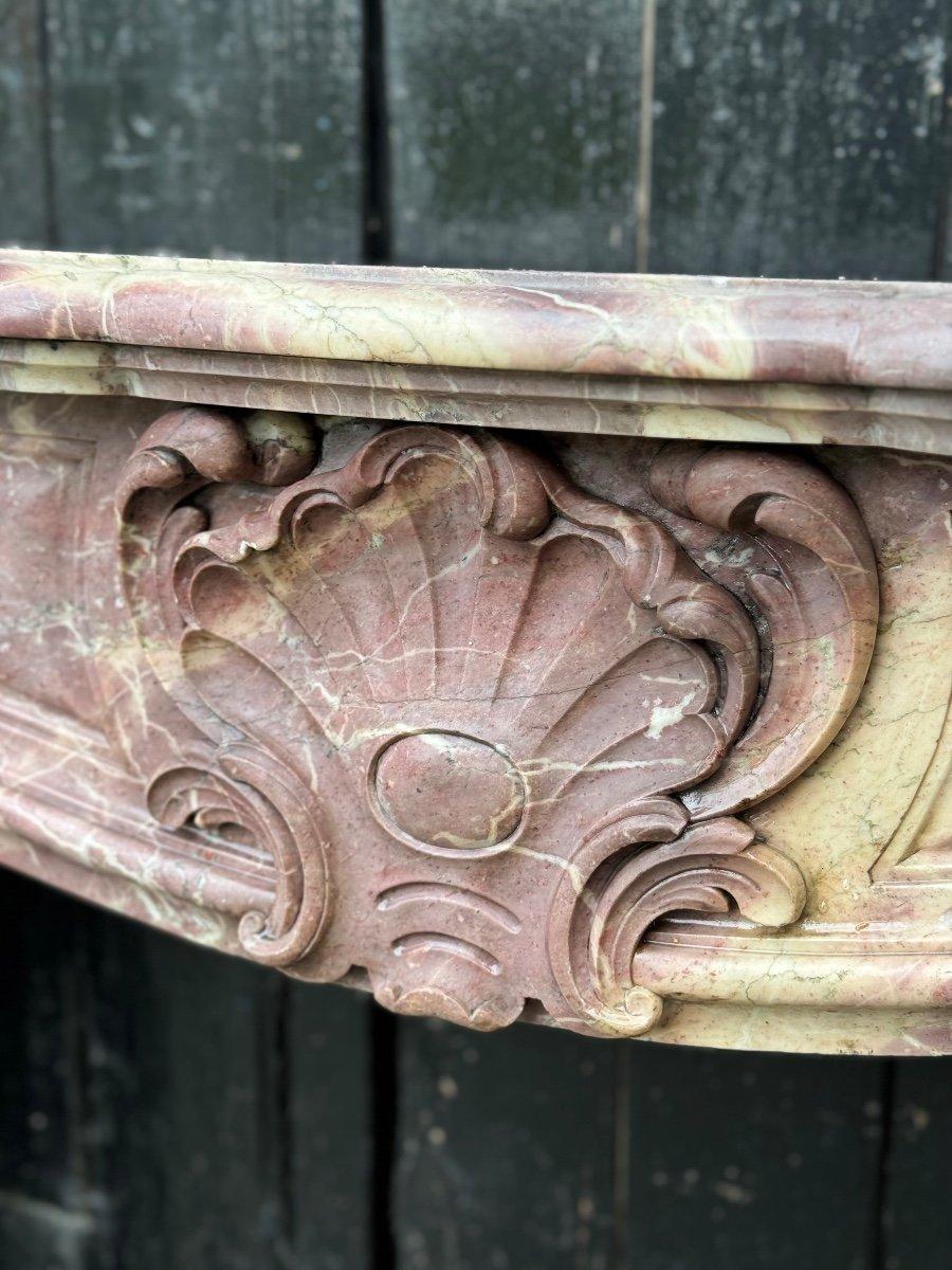 French Louis XV Style Peach Blossom Marble Mantel, circa 1880 For Sale