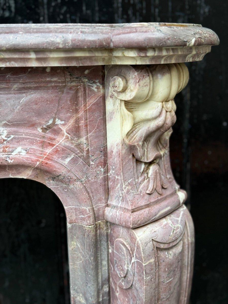 Louis XV Style Peach Blossom Marble Mantel, circa 1880 For Sale 1