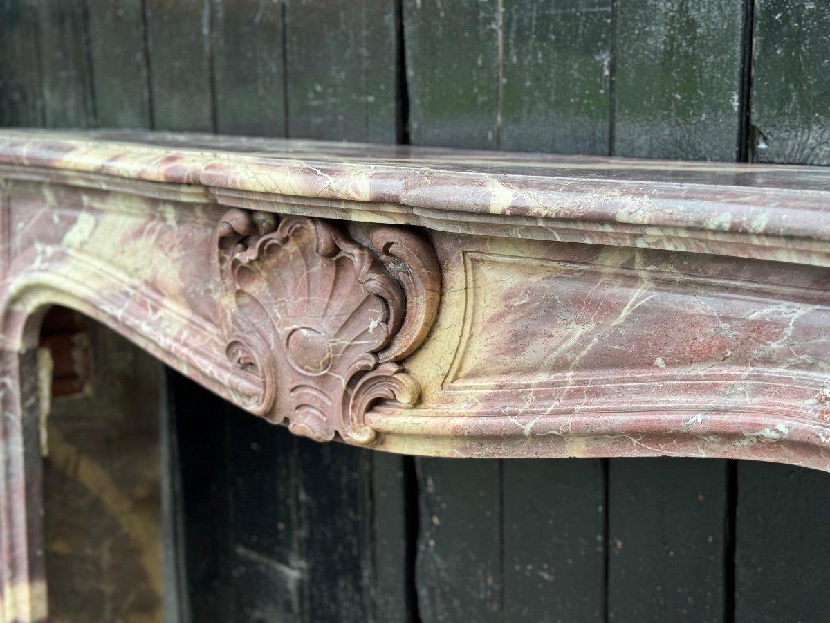 Louis XV Style Peach Blossom Marble Mantel, circa 1880 For Sale 2