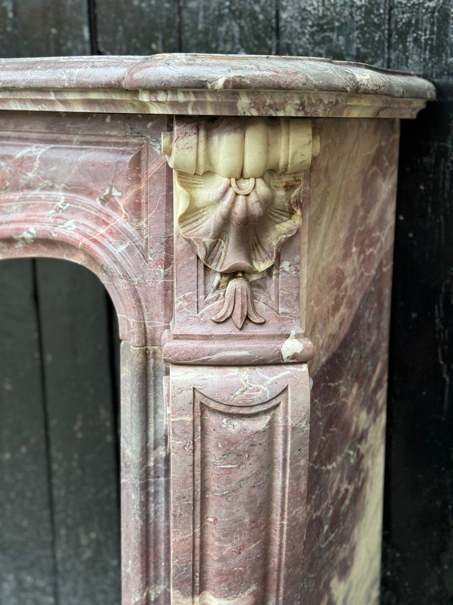 Louis XV Style Peach Blossom Marble Mantel, circa 1880 For Sale 3
