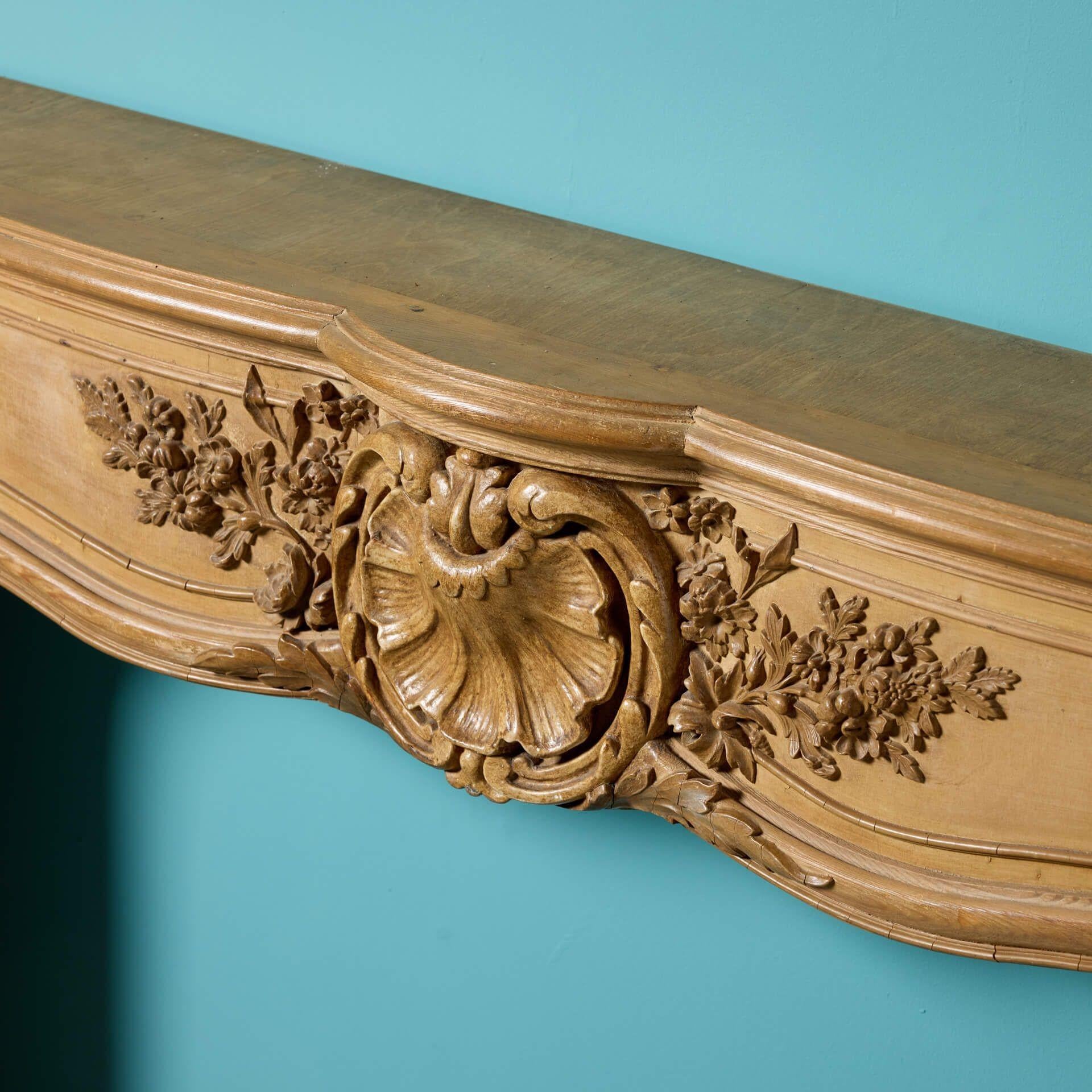 20th Century Louis XV Style Pine & Composition Fire Mantel For Sale