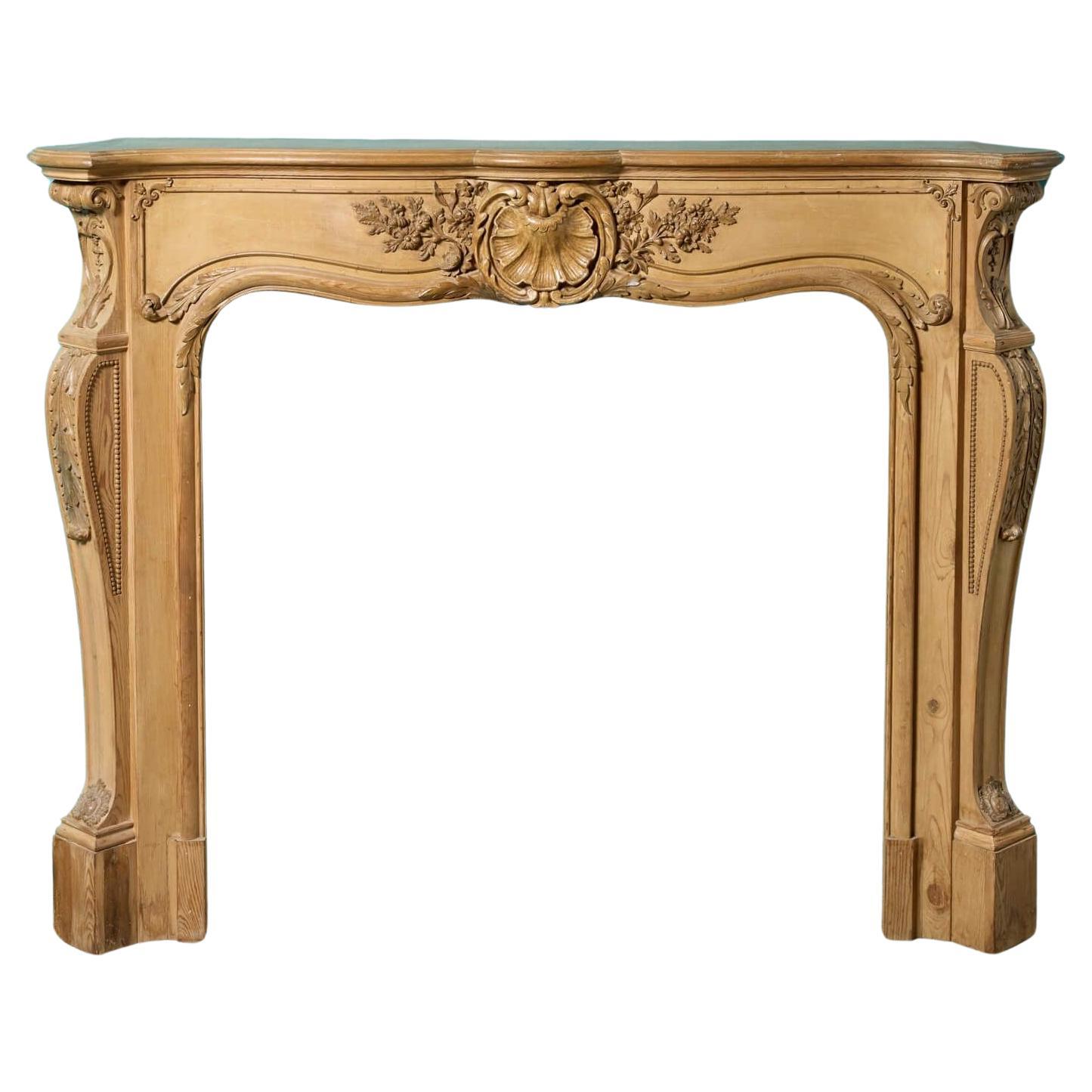 Louis XV Style Pine & Composition Fire Mantel For Sale