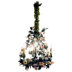 Louis XV Style Polychrome Porcelain Flowers Chandelier, circa 1900