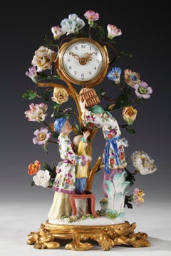Louis XV Style Porcelain Clock Attributed Samson & Cie, France, circa 1880