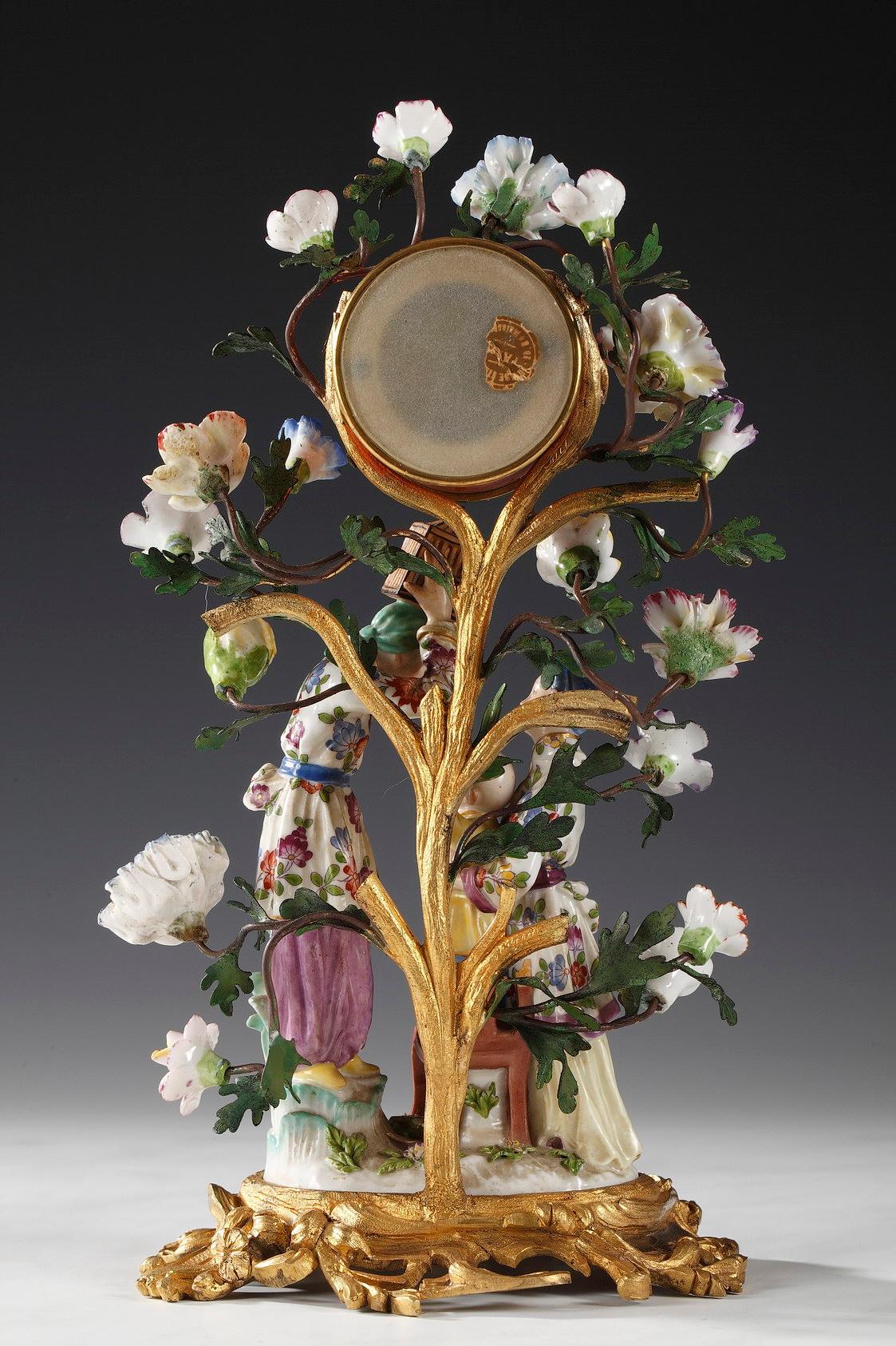 Late 19th Century Louis XV Style Porcelain Clock Attributed Samson & Cie, France, circa 1880 For Sale