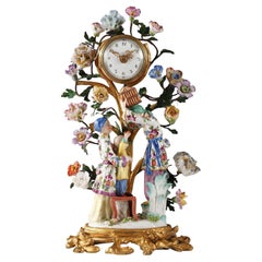 Used Louis XV Style Porcelain Clock Attributed Samson & Cie, France, circa 1880