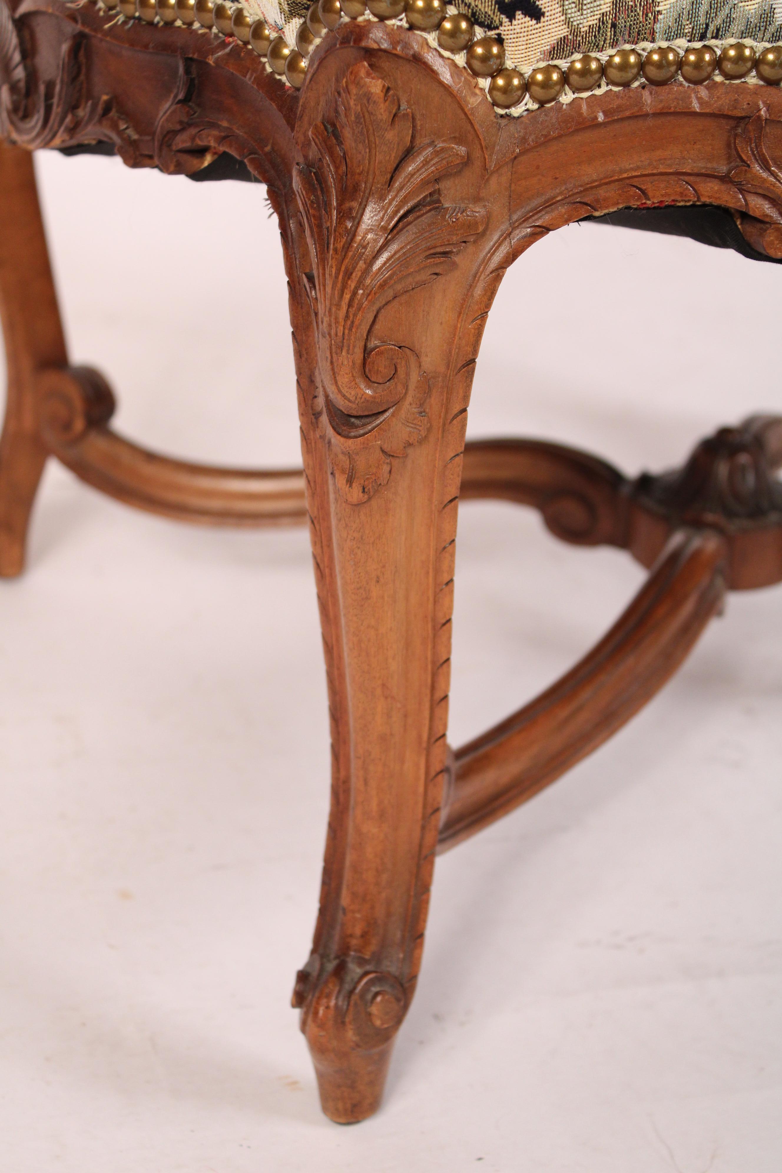 Brass Louis XV Style Provincial Walnut Bench For Sale