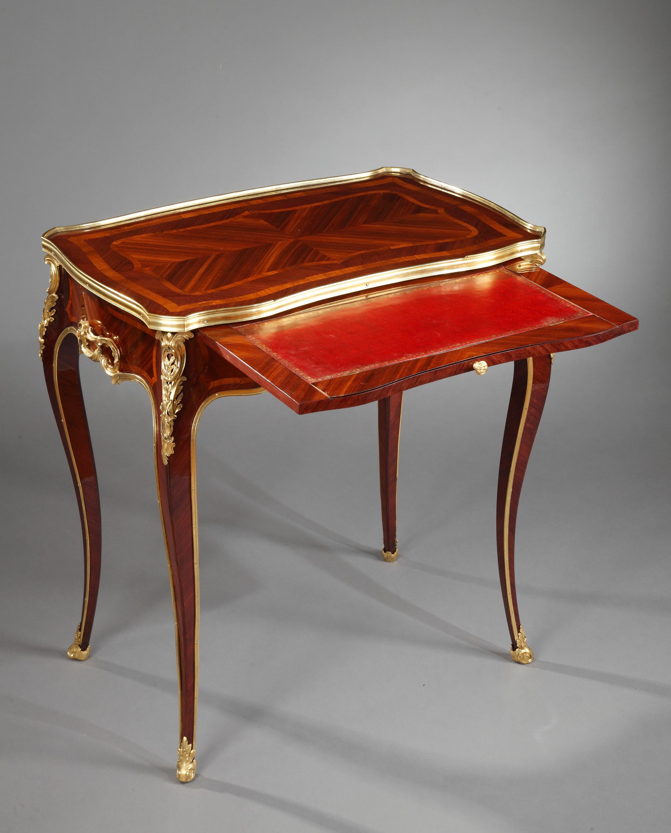 French Louis XV Style Reading Table Attributed to H. Dasson, France, Circa 1885 For Sale