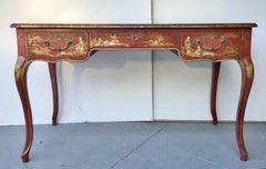 Louis XV Style Red Chinoiserie Writing Table, Desk
