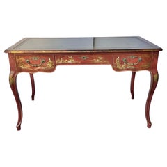 Louis XV Style Red Chinoiserie Writing Table, Desk