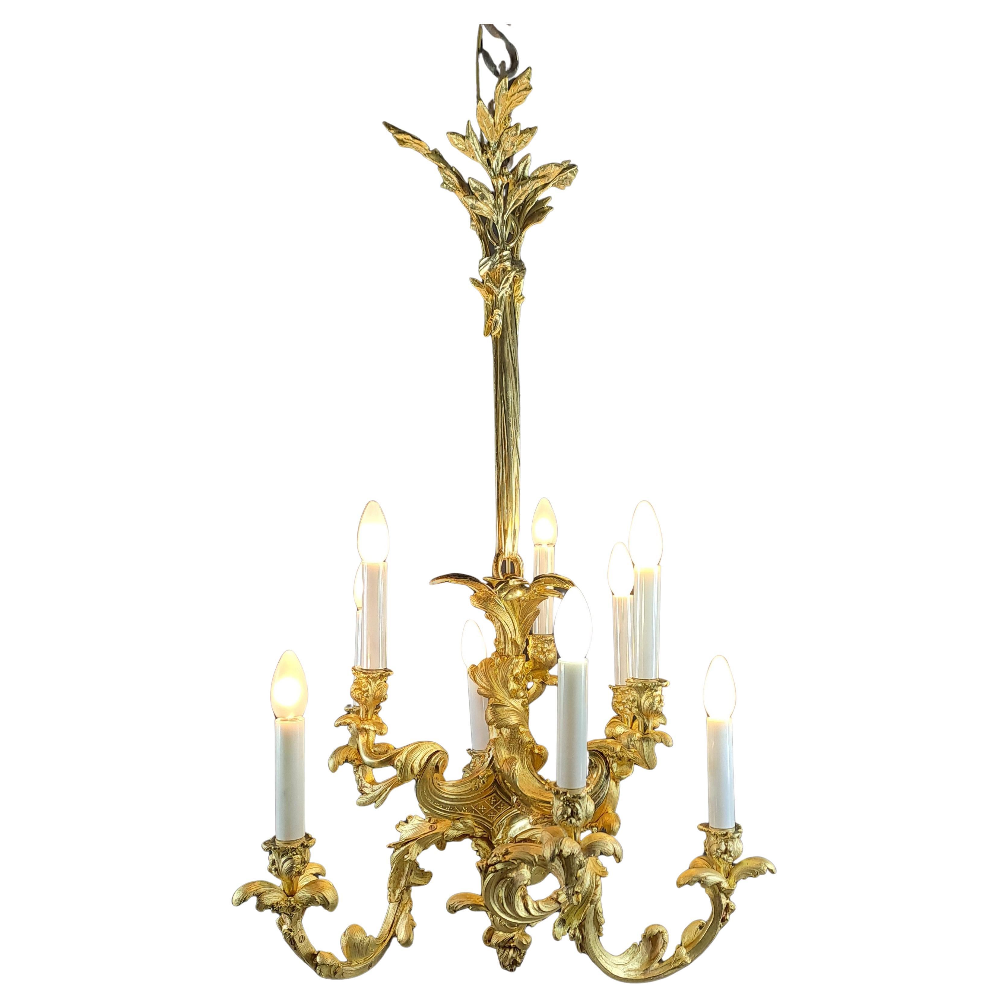 Lustre Rocaille de style Louis XV en bronze doré - 9 Lights