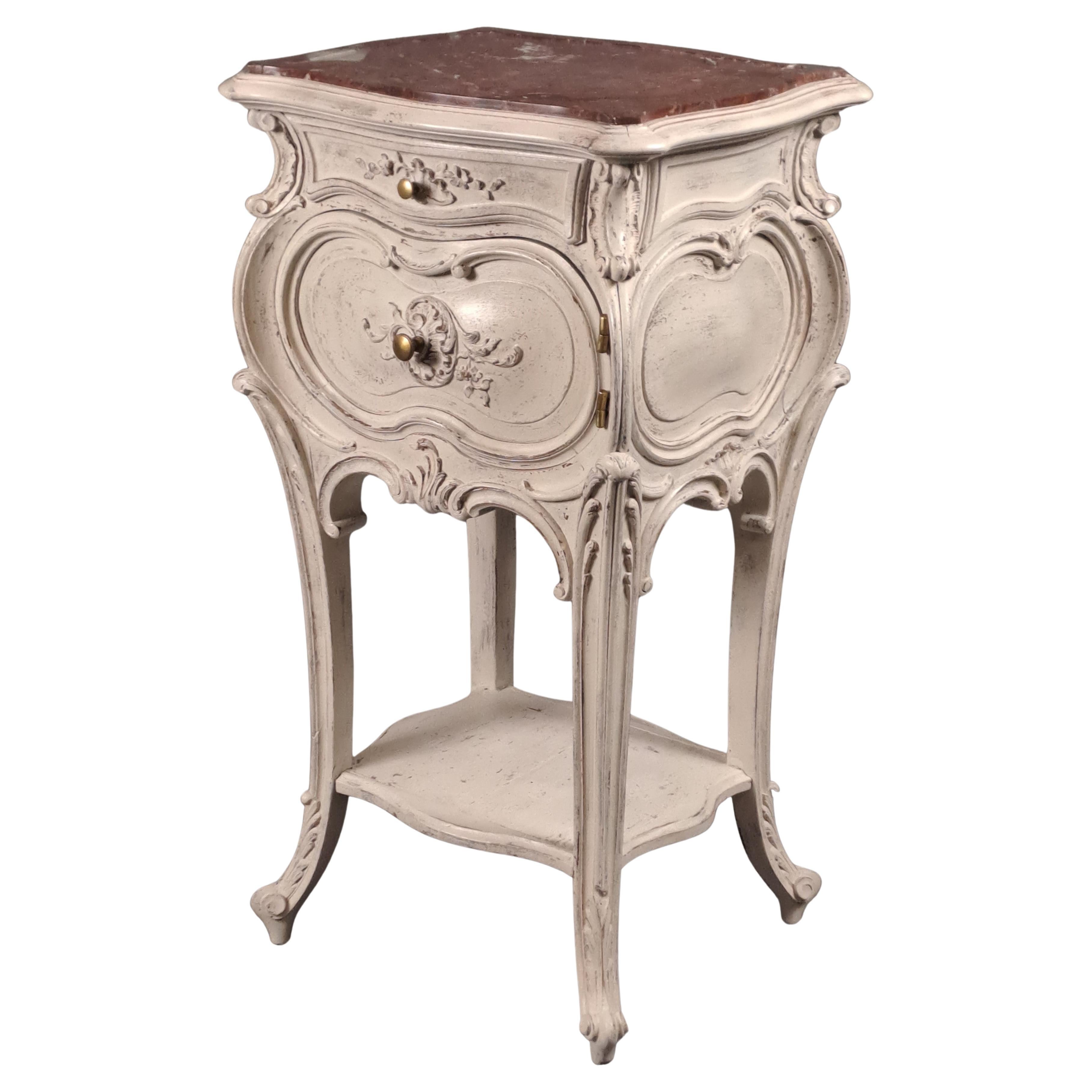 Louis XV Style Rocaille Side Table In Carved And Patinated Walnut For Sale