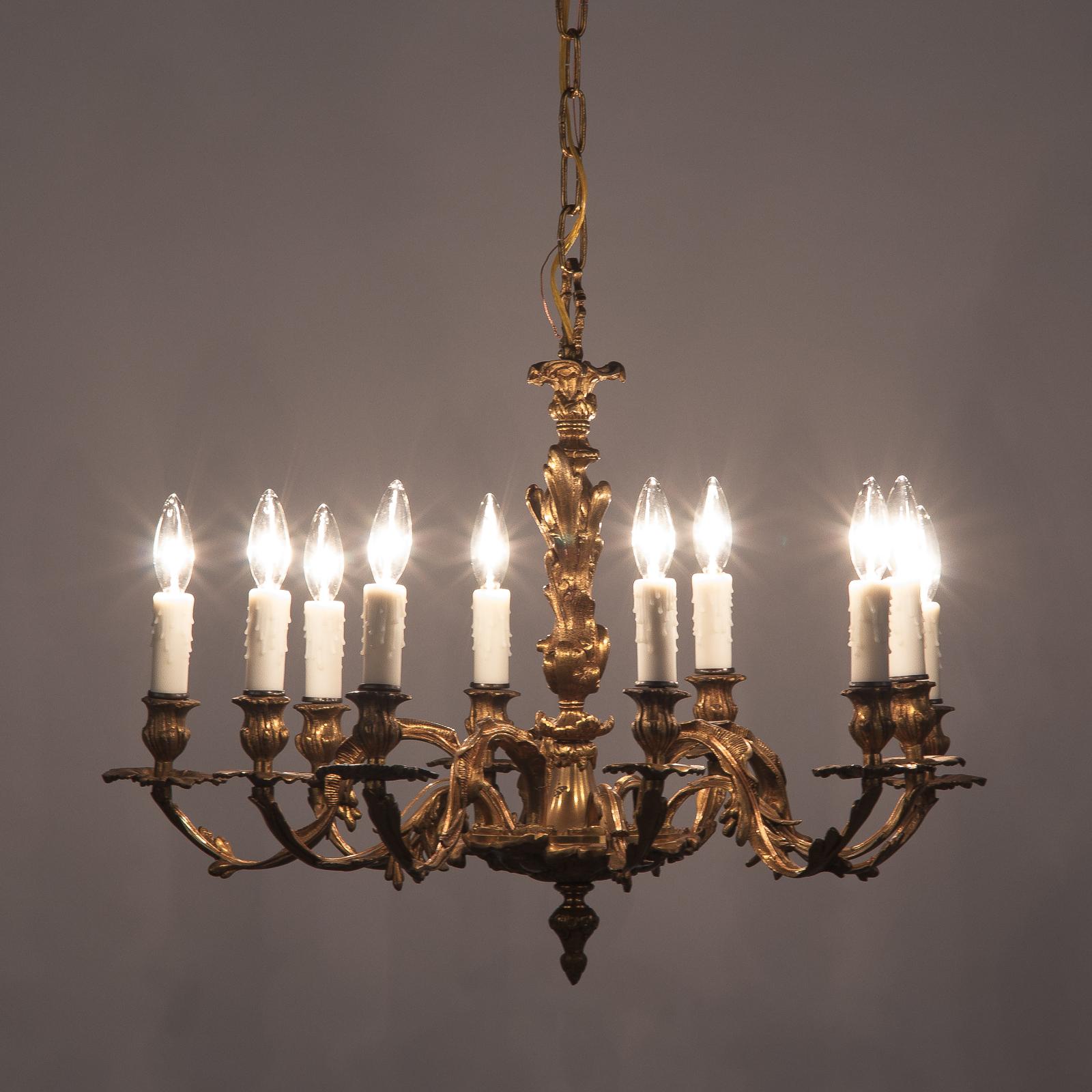 Louis XV Style Rococo 10-Light Bronze Chandelier, Late 1800s 1