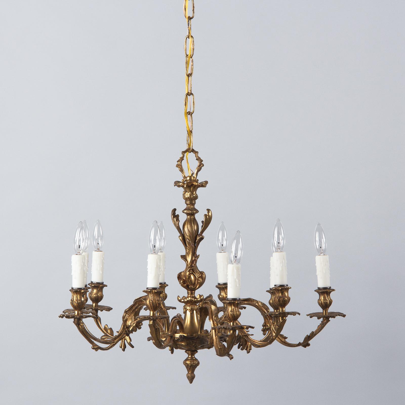 Louis XV Style Rococo 10-Light Bronze Chandelier, Late 1800s 3