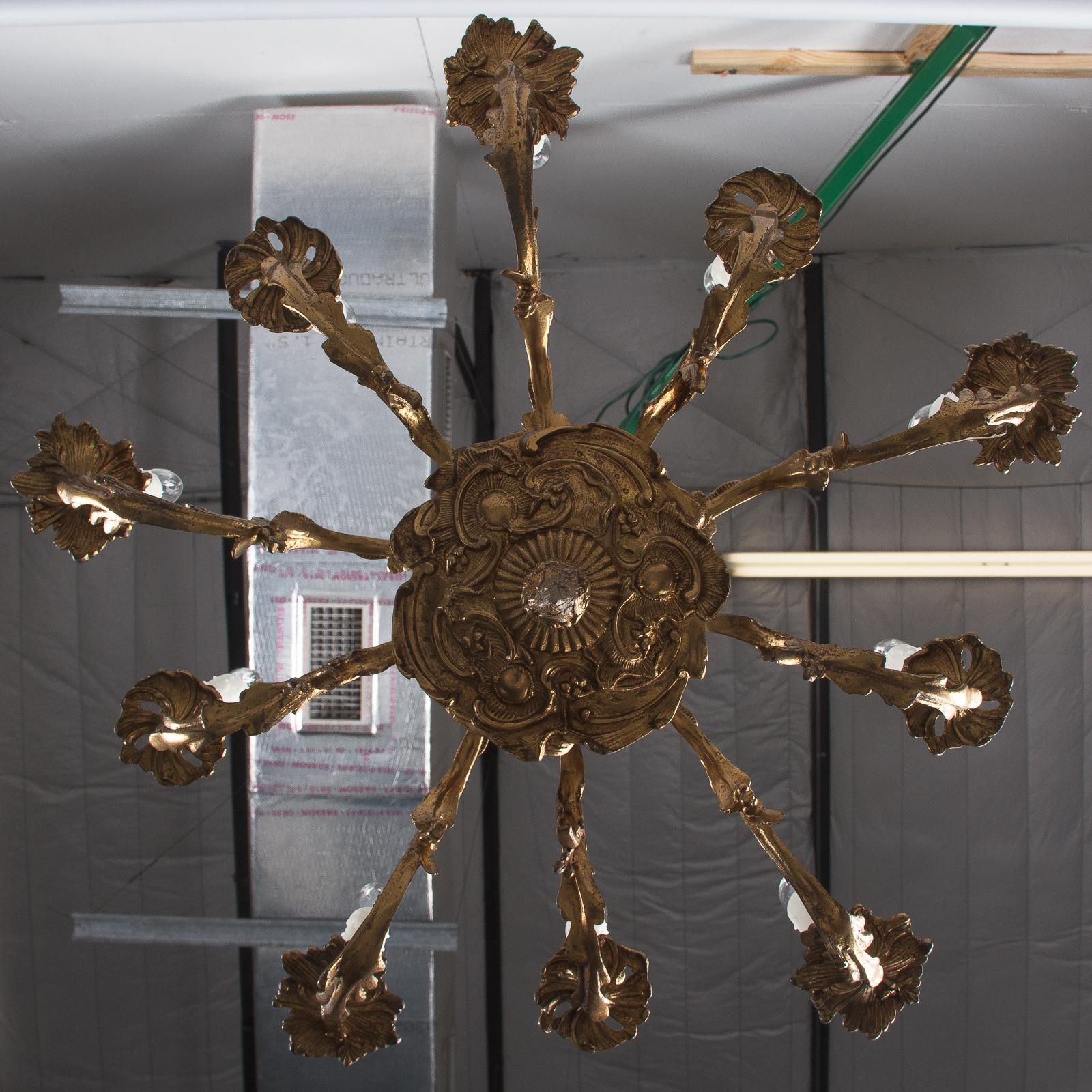 Louis XV Style Rococo 10-Light Bronze Chandelier, Late 1800s 9