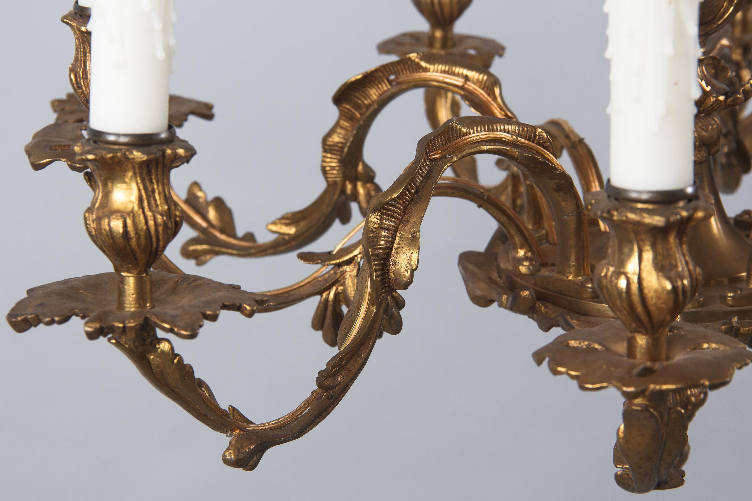Louis XV Style Rococo 10-Light Bronze Chandelier, Late 1800s In Good Condition In Austin, TX