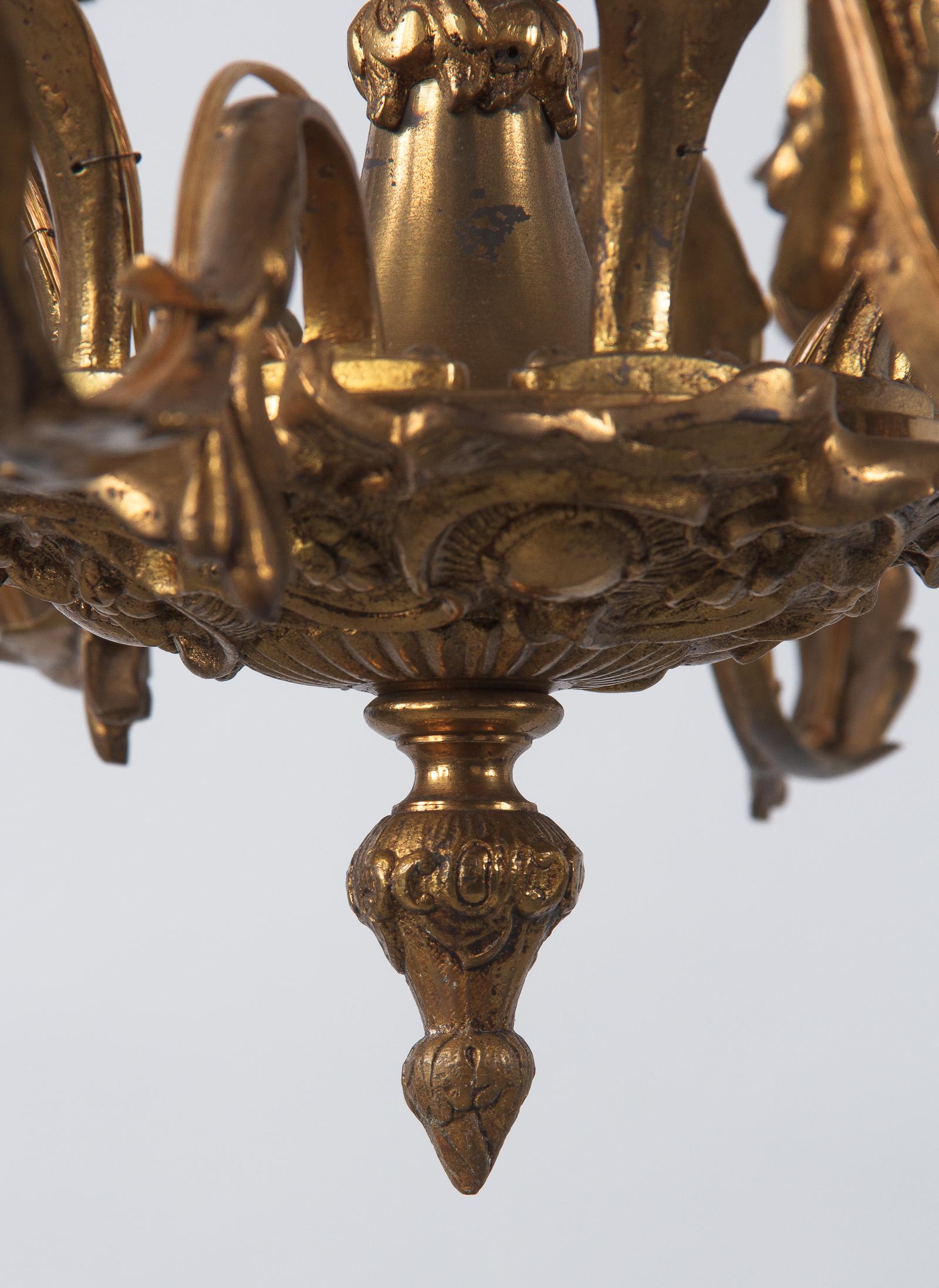 19th Century Louis XV Style Rococo 10-Light Bronze Chandelier, Late 1800s