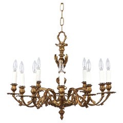 Louis XV Style Rococo 10-Light Bronze Chandelier, Late 1800s