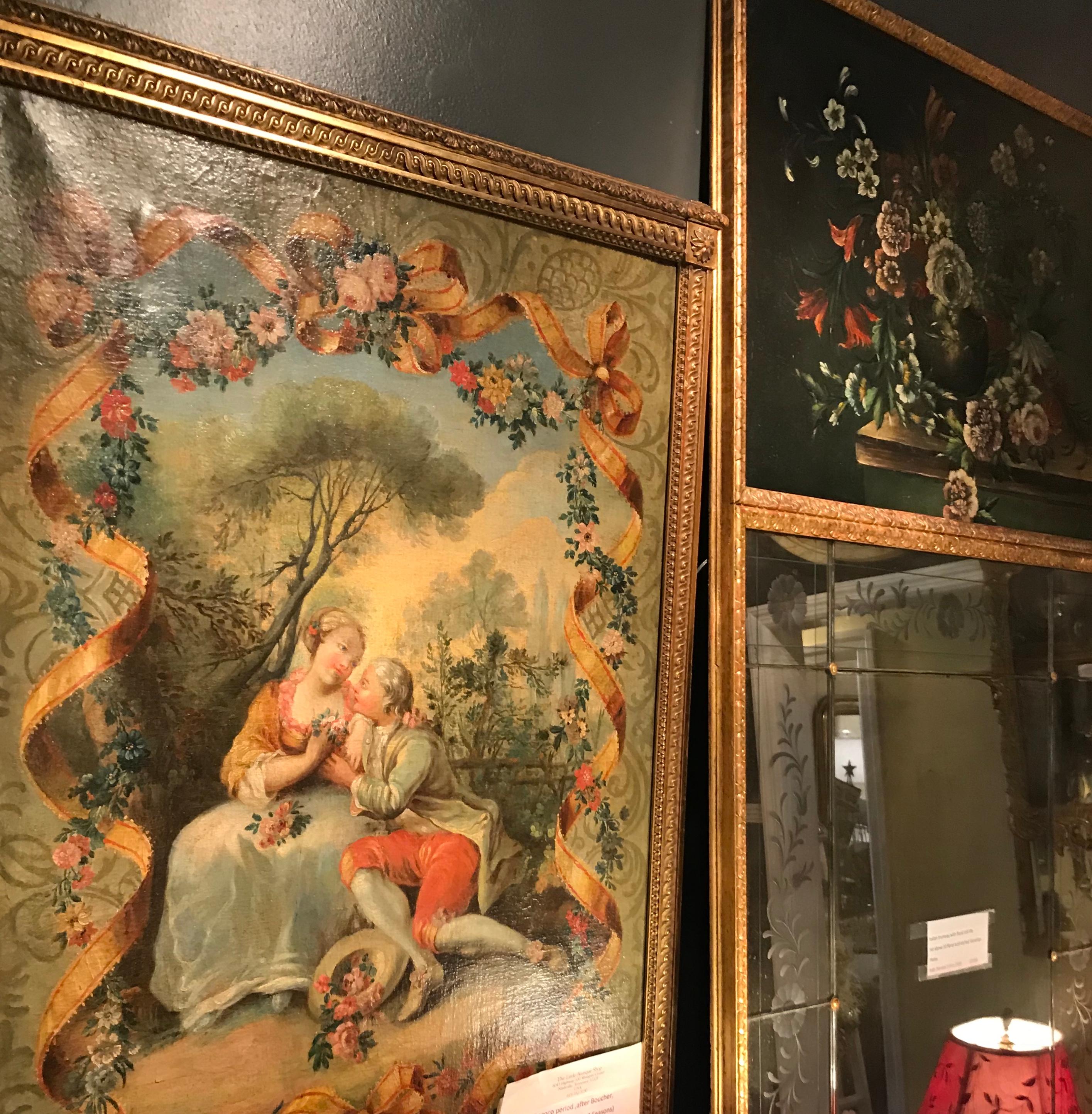 Grande peinture à l'huile colorée de style Louis XV à la manière de Boucher French School en vente 5
