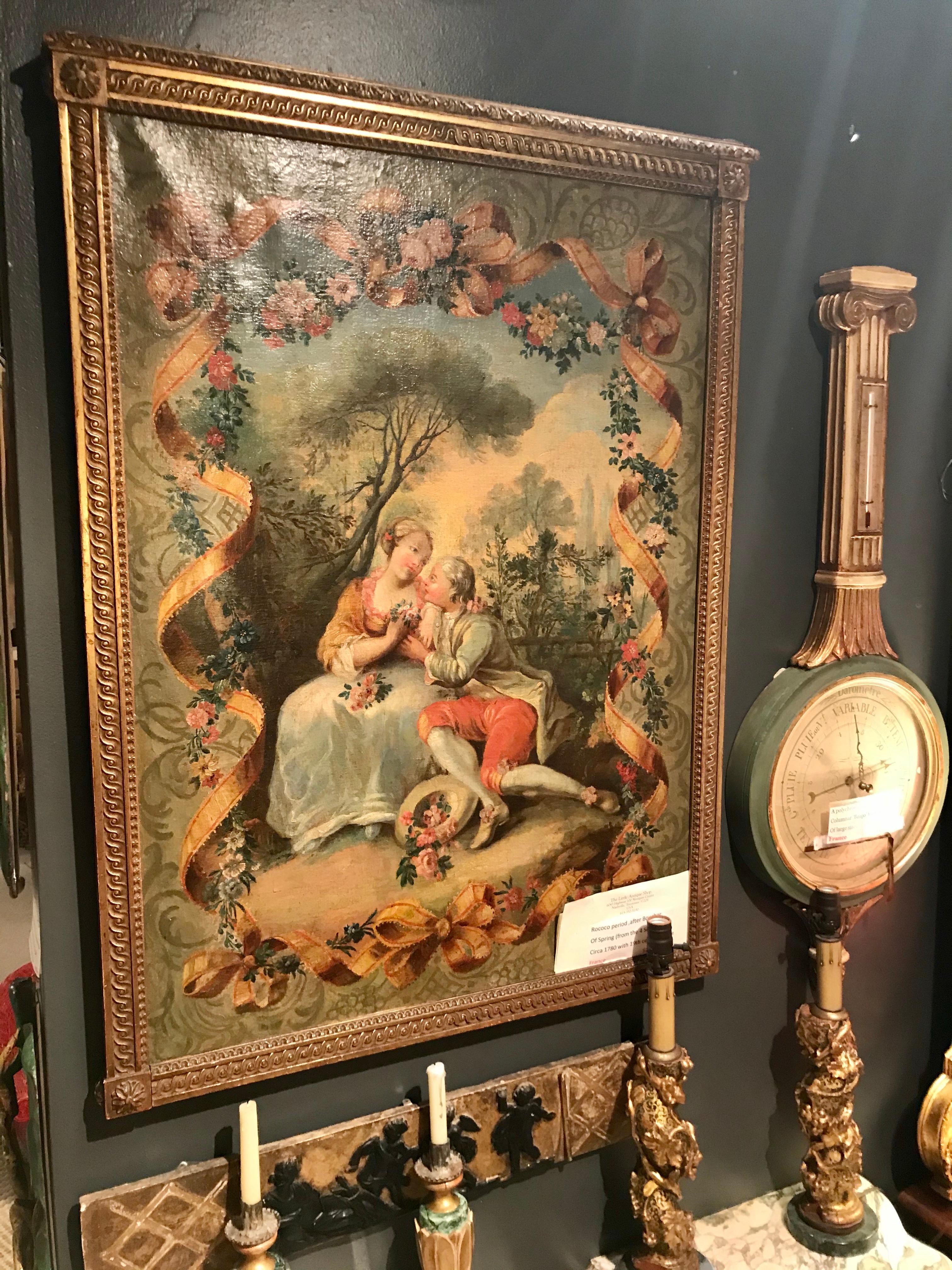 Large Louis XV Style Colorful Large Oil Painting Manner of Boucher French School In Good Condition For Sale In Nashville, TN