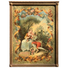 Large Louis XV Style Colorful Large Oil Painting Manner of Boucher French School