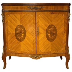 Louis XV Style Rosewood Drinks Cabinet with Inlaid Marquetry English, circa 1920