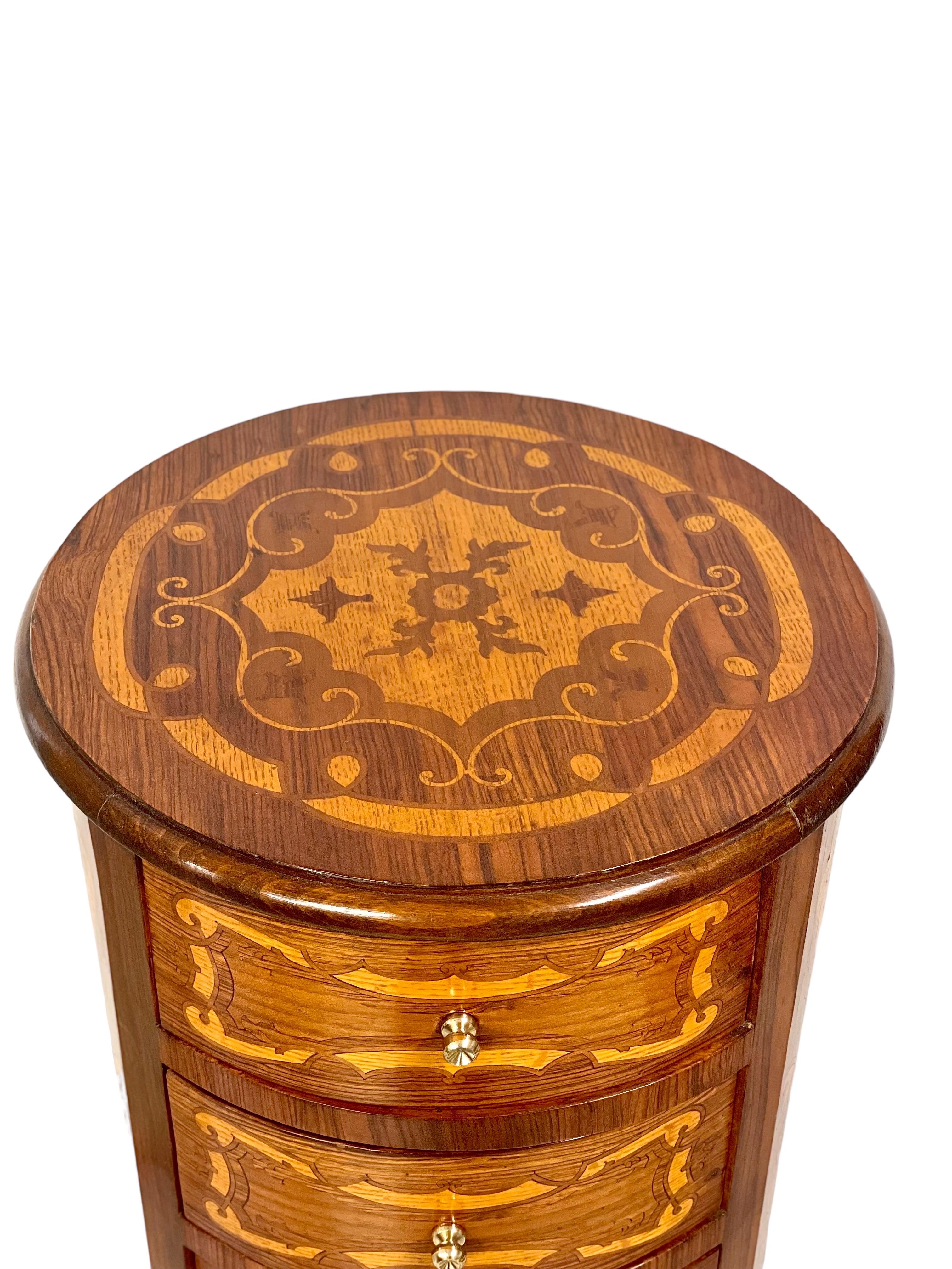 French Louis XV Style Round Chest of Six Drawers For Sale