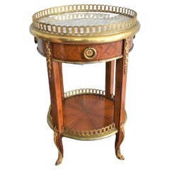 Louis XV Style Round Side Table with Extensive Bronze Accents, Marble Top
