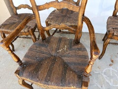 Louis XV Style Rush Seat Dining Chairs Set of 4