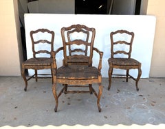 Louis XV Stil Binsen Sitz Esszimmerstühle Satz von 4