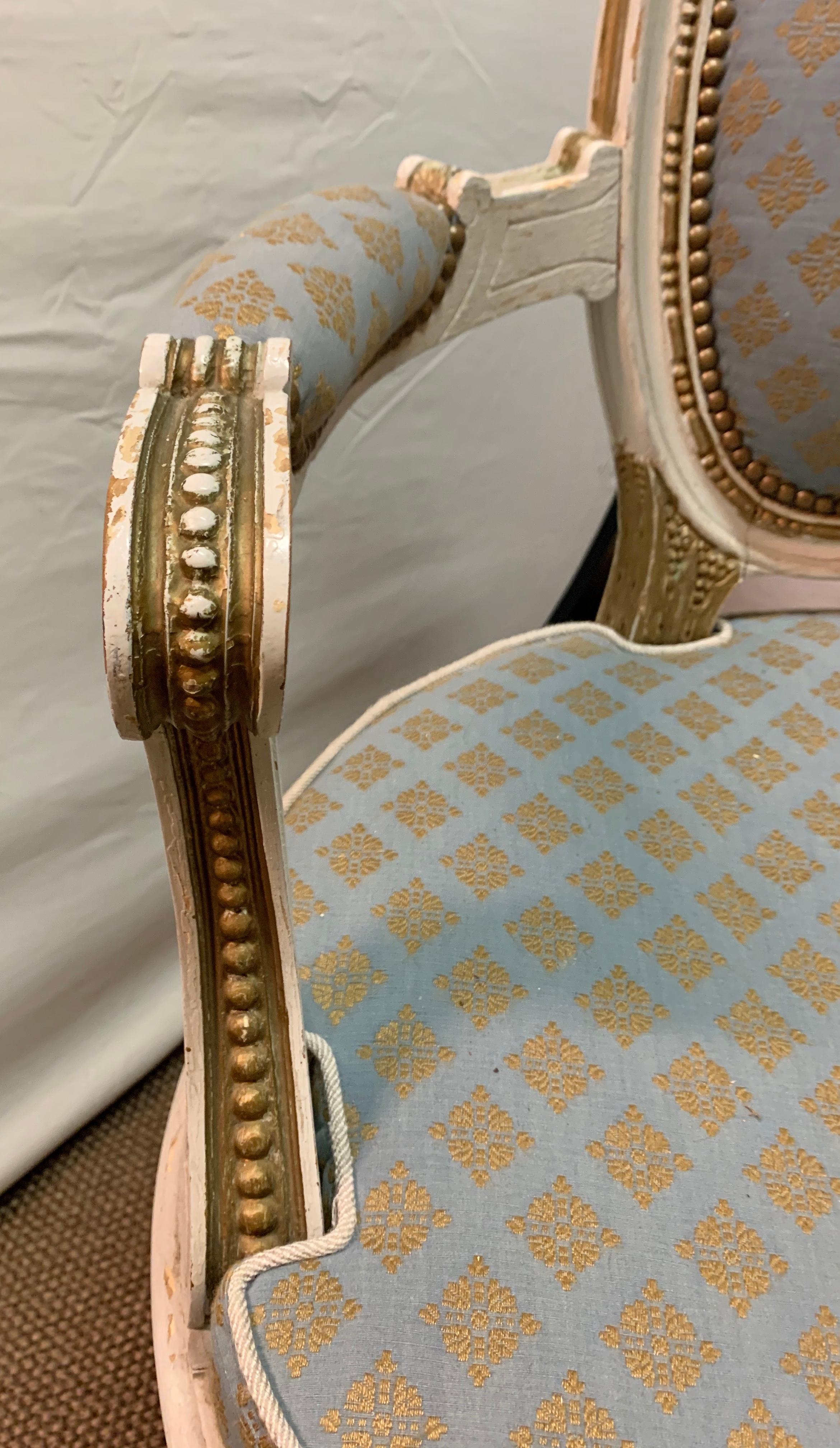 Louis XV Style Salon Four Piece, Pair Armchairs, Settee and Side Chair, Painted In Good Condition In Stamford, CT