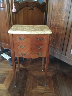 Louis XV Style Satinwood Night  Stand with Marble Top
