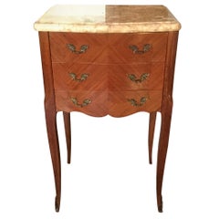 Louis XV Style Satinwood Night  Stand with Marble Top