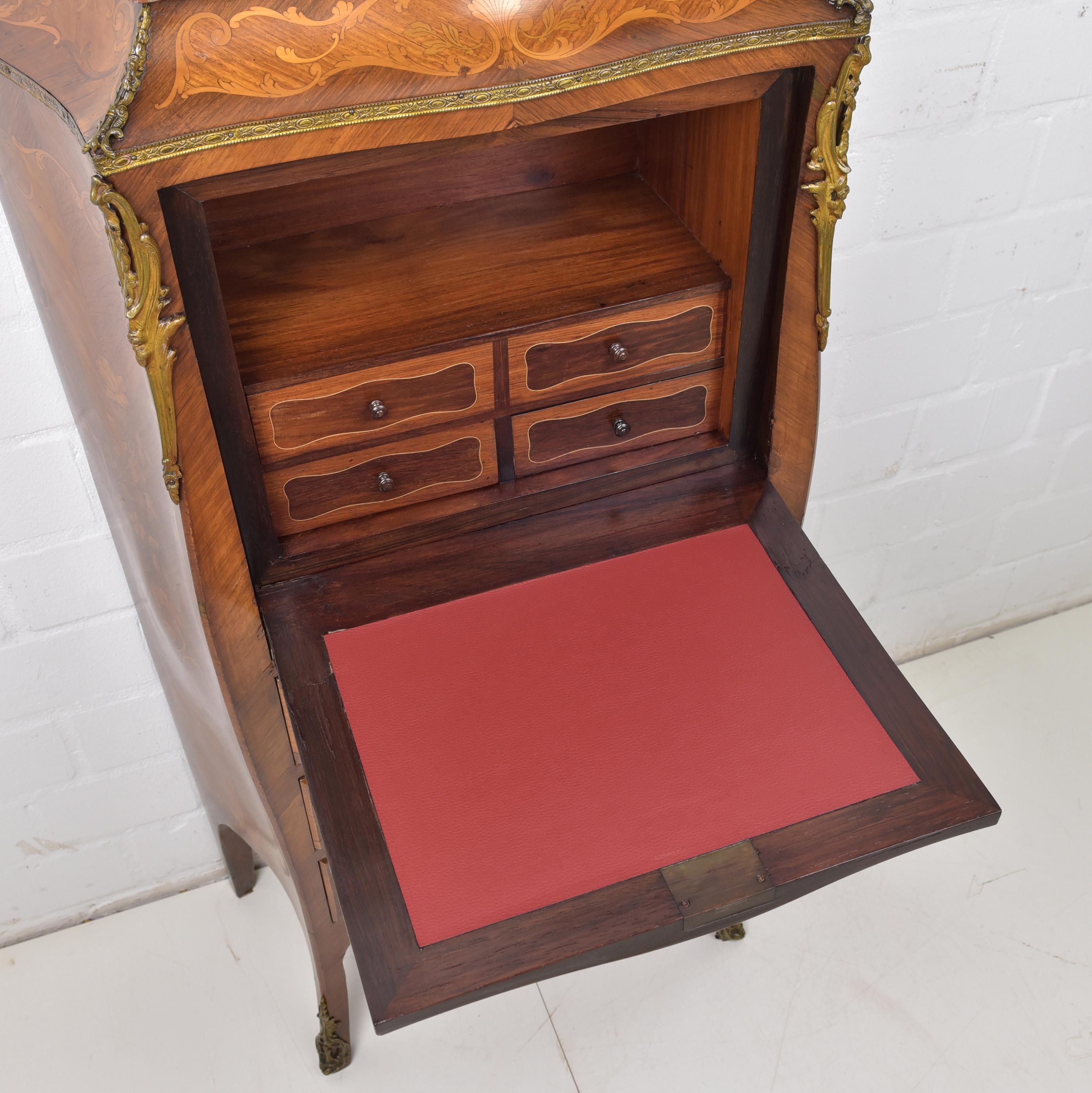 19th Century Louis XV Style Secretary Marquetry in Satinwood, circa 1900 For Sale