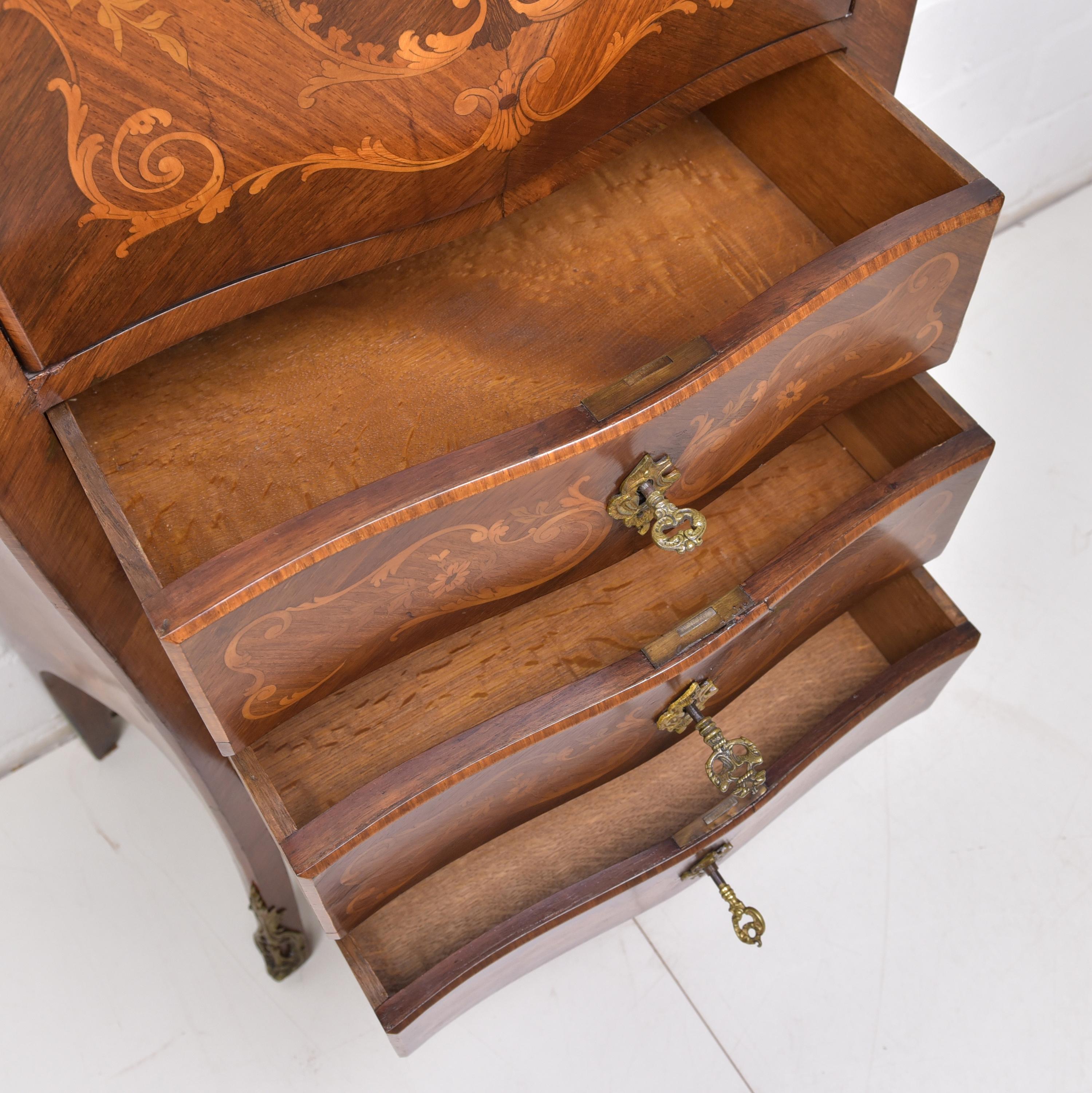 Louis XV Style Secretary Marquetry in Satinwood, circa 1900 For Sale 2