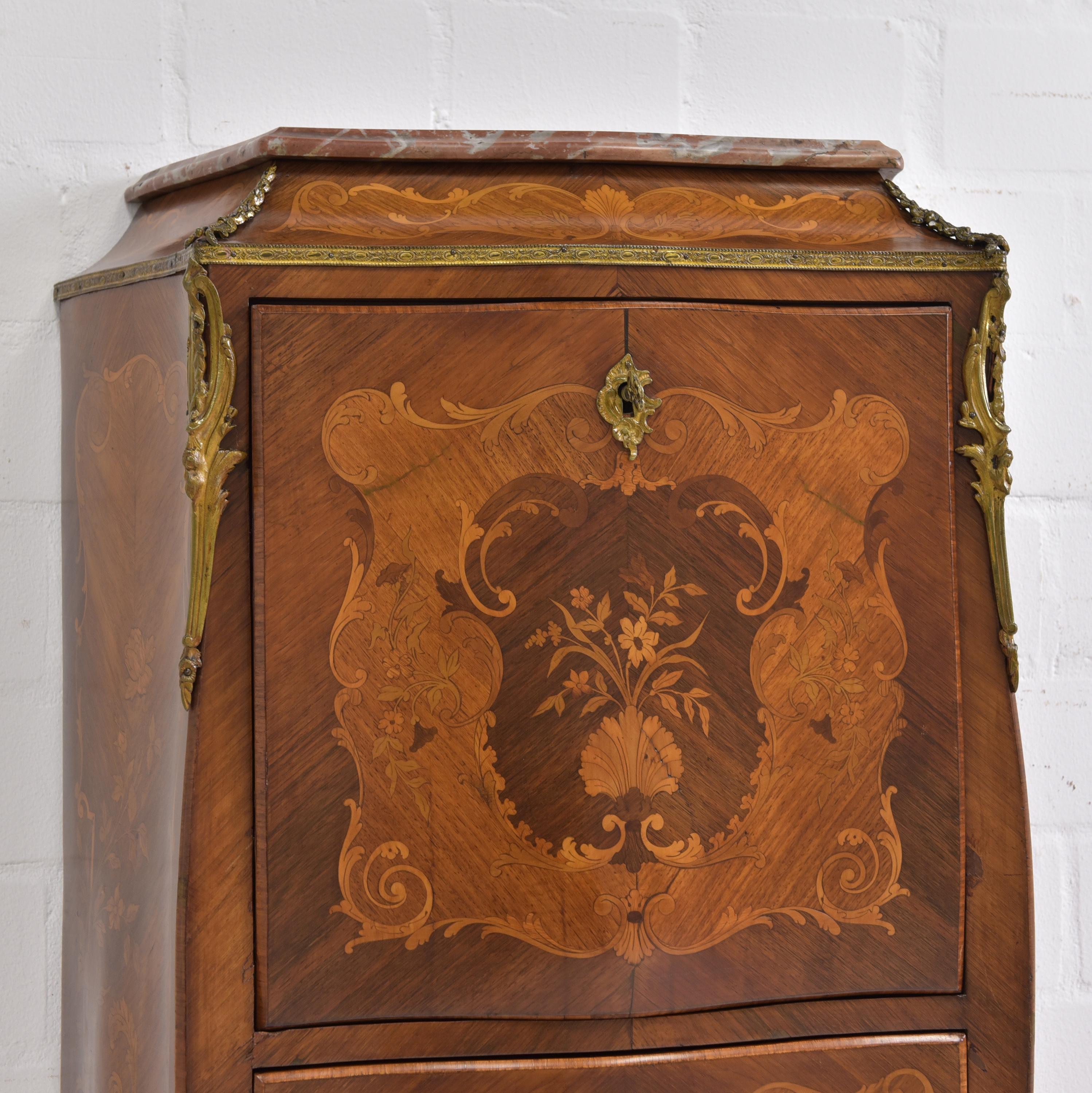 Louis XV Style Secretary Marquetry in Satinwood, circa 1900 For Sale 3