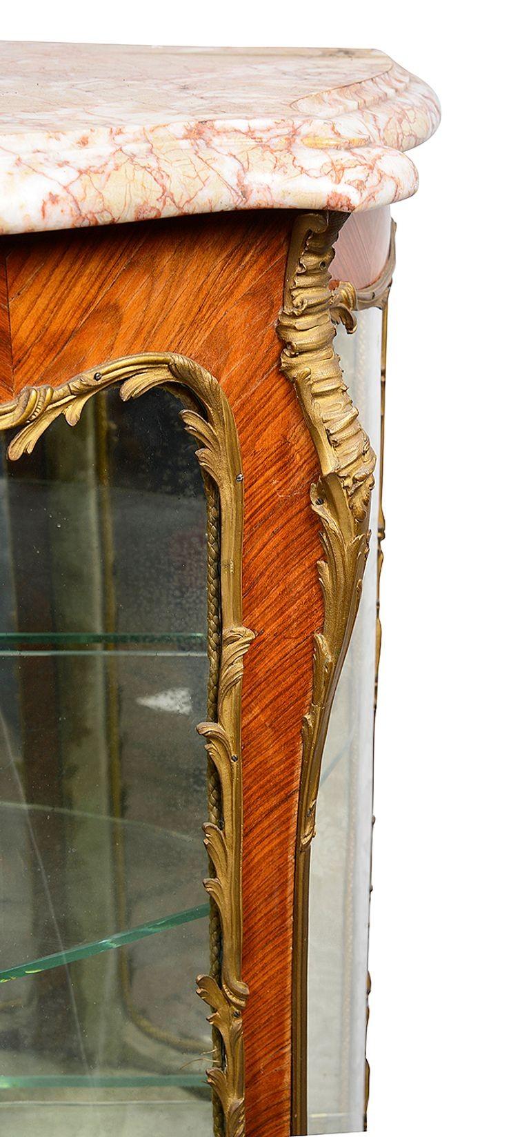 French Louis XV Style Serpentine Fronted Display Cabinet For Sale