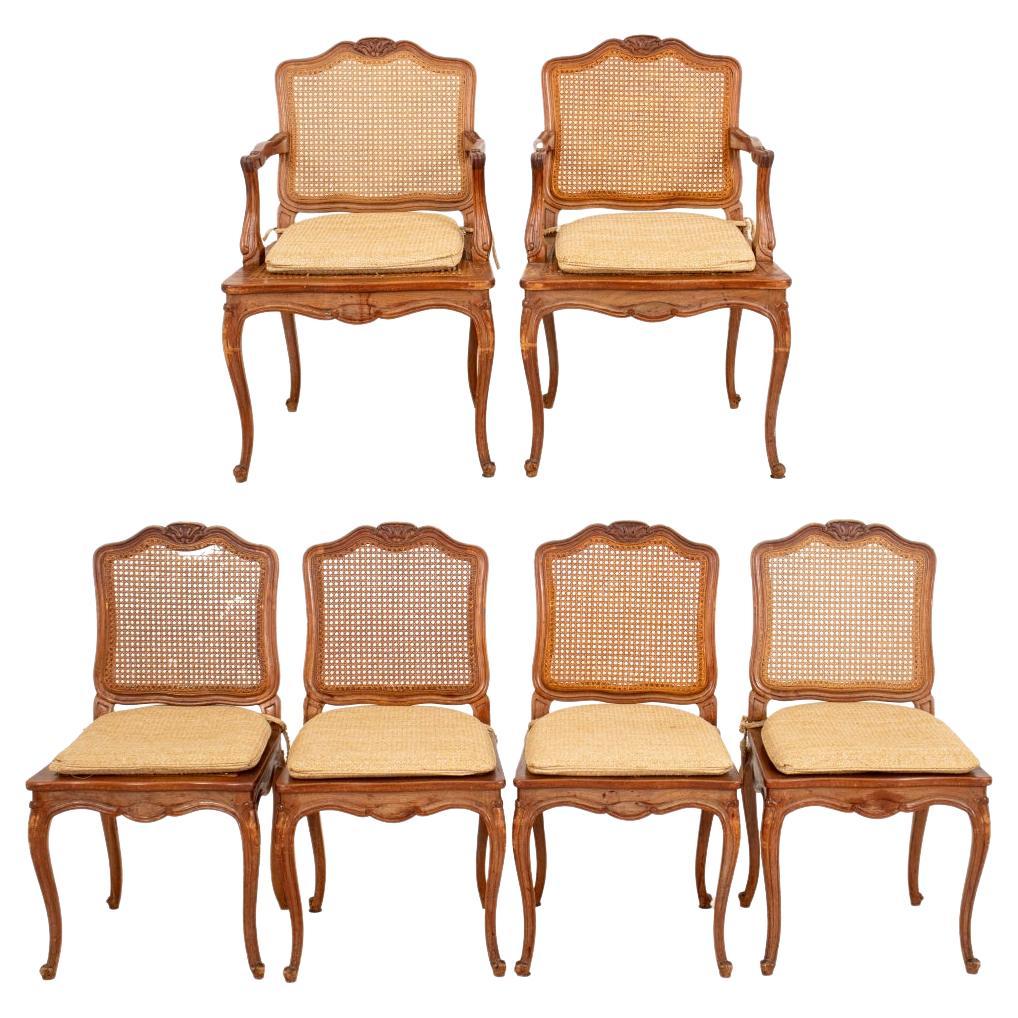 Louis XV Style Set of Caned Beechwood Chairs, 6