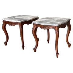 Louis XV Style Set of Two Coffee Table with Marble-Top