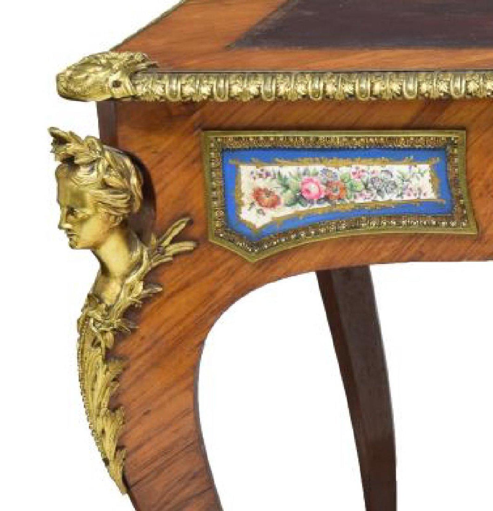 Louis XV Style Sèvres Mounted Bureau Plat, 19th Century In Good Condition In Cypress, CA