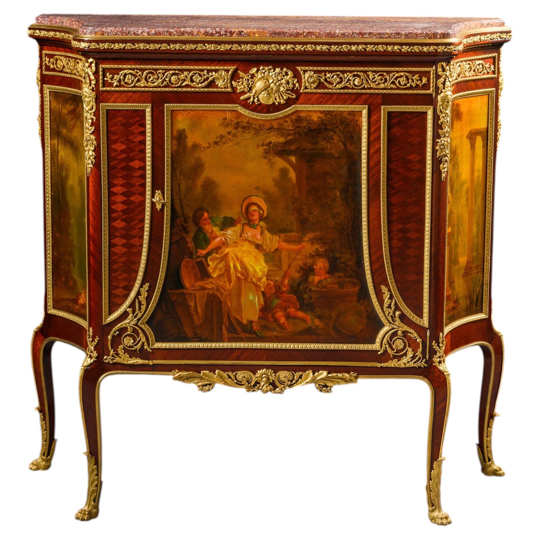 Louis XVI Style Vernis Martin Side Cabinet, Attributed to François Linke