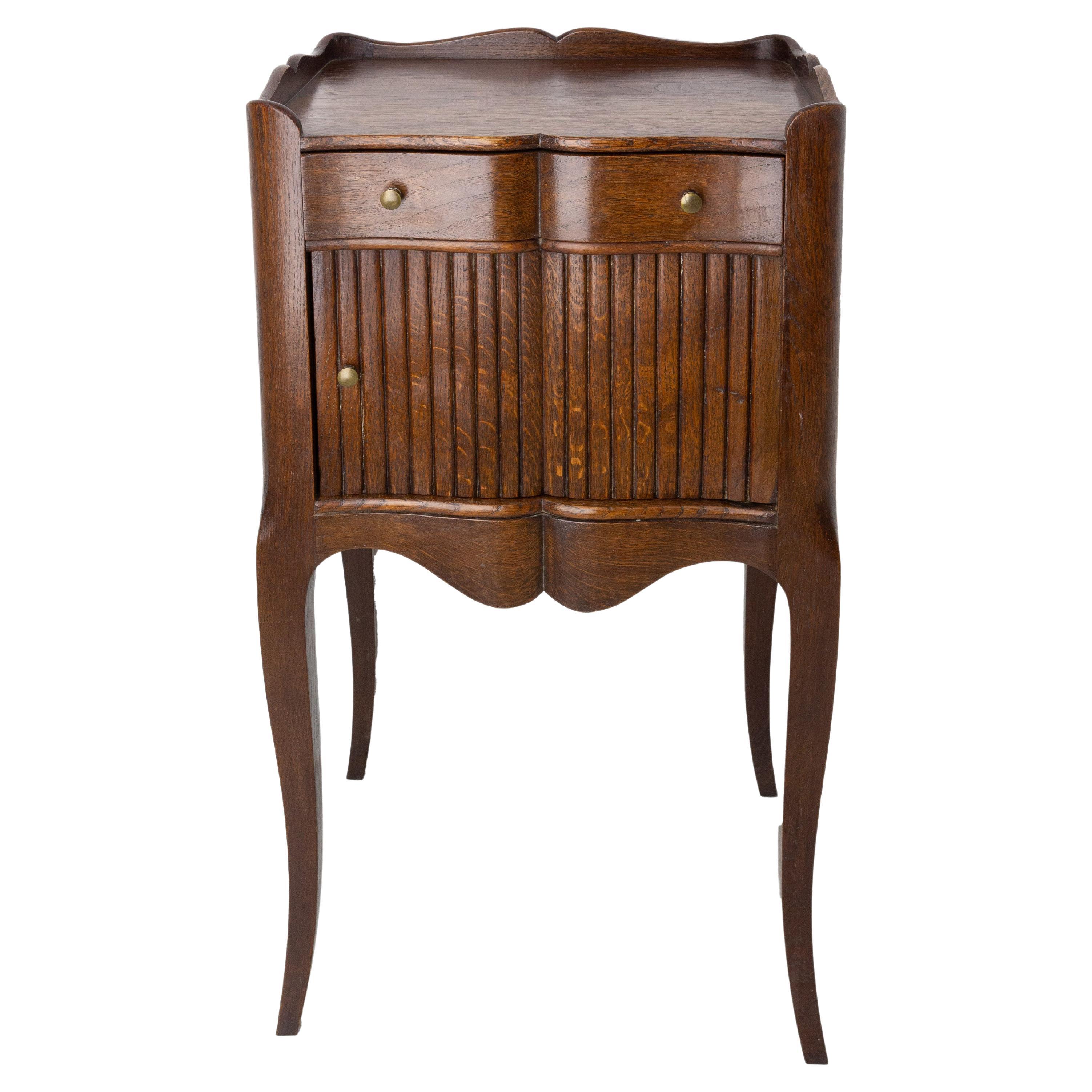 Louis XV Style Side Cabinet Nightstand French Oak Bedside Table, circa 1920