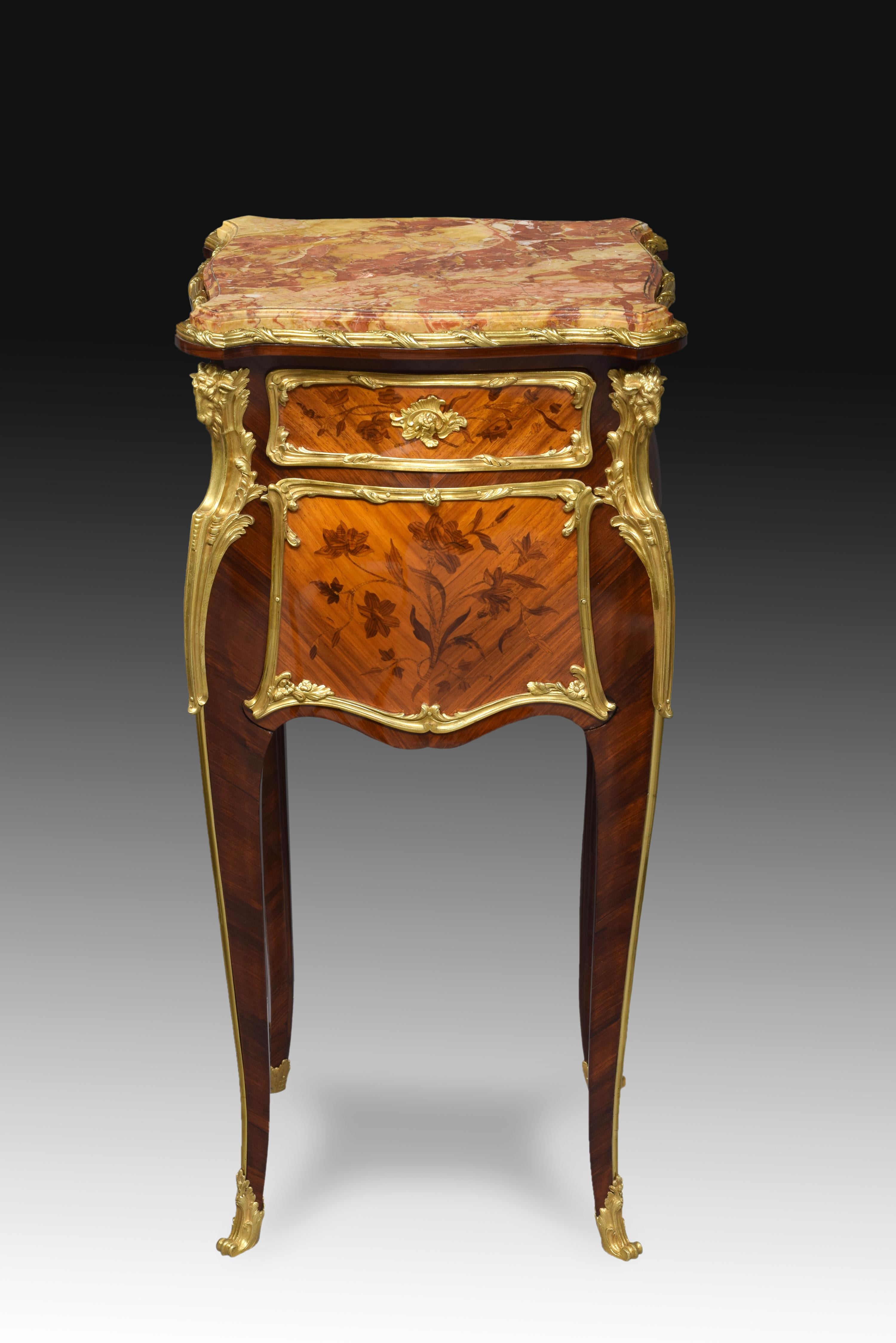 French Louis XV Style Side Table, Attibuted to Joseph-Emmanuel Zwiener, France