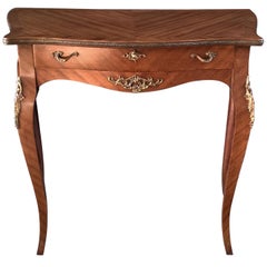 Louis XV Style Side Table with a Serpentine Top and Metal Mounts