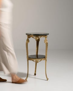Louis XV Style Side Table with Green Marble & Gilt Metal, 20th Century