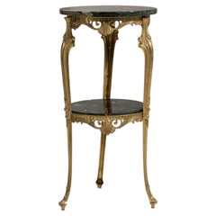 Louis XV Style Side Table with Green Marble & Gilt Metal, 20th Century