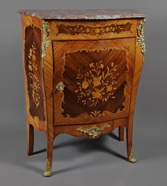 Louis XV Style Sideboard In Marquetry And Gilt Bronze