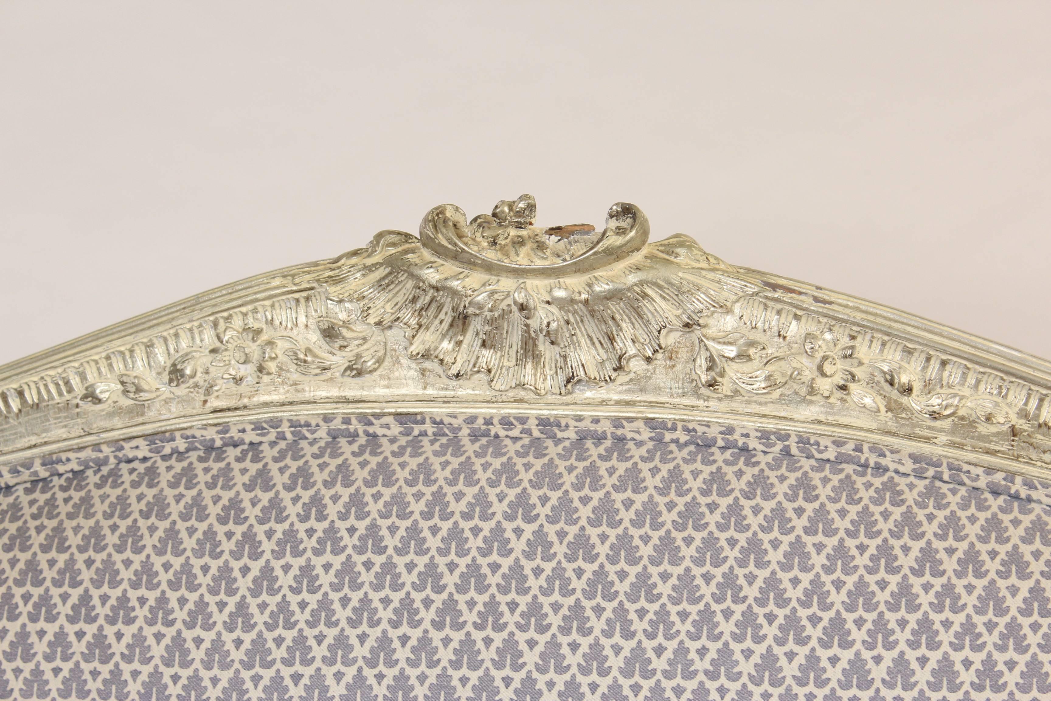 Late 20th Century Louis XV Style Silver Leafed Settee